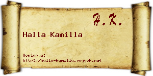 Halla Kamilla névjegykártya